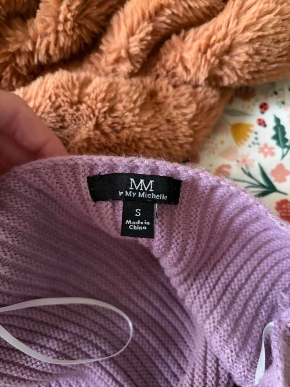 My Michelle Cropped Off-Shoulder Lilac Wrap Sweater - Picture 3 of 3